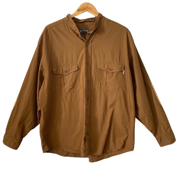 Woolrich Other - Woolrich Mens XL Rugged Nutmeg Brown Cotton Elbow Patch Utility Shirt Outdoor